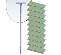 Sin lavado, mango largo plano, mini juego de mopa para polvo de suelo | 10 paños desechables incluidos, herramienta de limpieza extensible para cocina, dormitorio, sala de estar, inodoro, encimera