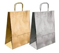 Sin marca paq.25 bolsas papel asa retorcida formato xs 18+8x24cm 90gr