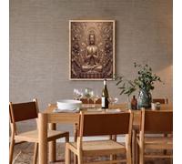 Sin Marco Cuadros Modernos Marrón Estatua De Bronce De Loto Retro Cuadro Decorativos Lienzo Pintura Imágenes Arte De Meditación Antiguo Laminas Decorativas Pared Salon Dormitorio Comedor 30X40Cm
