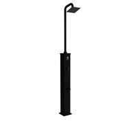 Sined Dino Ducha Solar Exterior Con Base De Aluminio y Tubo De Acero Negro Tanque De 26 Litros Ducha Cuadrada Abs Cabezal Mezclador Lava Pies Black