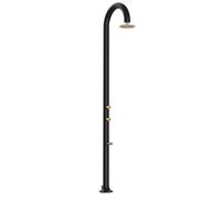 SINED Ducha de Aluminio Negro y Dorado con Rociador Circular y Boquillas Antical Doble Conexión Agua fría o caliente Para uso interior y exterior Modelo LUNA ALU NERA ORO Black XL