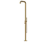 SINED Ducha De Exterior de Acero Inoxidable 316L Color Oro con Mezclador y Ducha de mano 230cm Ideal para Ambientes Marinos y Termales Agua calientefría a traves del suelo DOCCIA CHIA ORO Gold XL