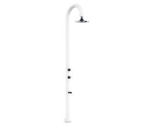 Sined Ducha de exterior en Aluminio Blanco con alcachofa Led de 3 Jets y Doble Toma de Agua Para interiores o exteriores Modelo LUNA ALU BIANCA SENSOR White