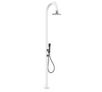 SINED Ducha de piscina en aluminio blanco con ducha de mano y termómetro Con agua caliente y fría Apta para exteriores e interiores Con doble conexión lateral e inferior LUNA ALU D BIANCA LCD White XL