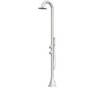 SINED Ducha de Piscina LUNA D BIANCA en Acero Inoxidable 316l Náutico Blanco Con Ducha de mano Doble conexión inferior y lateral Instalación en interior o exterior Agua fría y caliente White