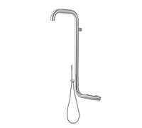SINED Ducha Exterior de Pared en Acero Inoxidable AISI 316L Satinado con agua caliente y fría doble mezclador para ducha de mano y rociador incluye válvula de tres vías Modelo DOCCIA ARBOREA INOX Gray