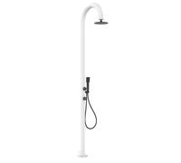 SINED Ducha Jardín Blanca de Aluminio con ducha de mano Agua Caliente y Fría Alcachofa Antical Doble Conexión Inferior y Lateral Ideal para Interiores o Exteriores Modelo LUNA ALU D BIANCA White XL