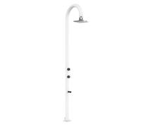 SINED Ducha jardín de aluminio blanco con rociador LED cuadrado y termómetro LCD doble toma de agua para interior o exterior altura 2235 cm modelo LUNA ALU BIANCA LED White Xl.