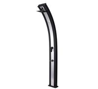 SINED Ducha Piscina Ecológica Negra de Aluminio en Inox Tanque de 40 Litros 224 cm Mezclador Alcachofa cuadrada Lavapies Modelo DOCCIAELLANERAINOX Black XL