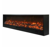 Sined Fireplace Etna Chimenea Electrica Empotrable De 3 Metros Con 1500w De Potencia Negra Chimenea Electrica Grande De Interior Efecto Llama Real Mandos Manuales y Control Remoto Black Xl