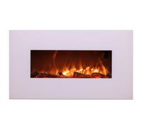 Sined Monte Chimenea Electrica De Pared En Acero y Cristal 1500w Efecto Llama Led Blanco Efecto Llama Led Real 6 Niveles De Intensidad Con Mando a Distancia Ideal Para El Hogar y La Oficina 98 Cm Whit