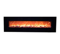 Sined Pordoi Chimenea Electrica De Pared En Acero y Cristal 1500w Efecto Llama Led Negro Llama Led Realista 6 Niveles De Intensidad Mando a Distancia Ideal Para Hogar Oficina Negocio Black Xl