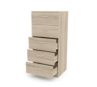 Sinfonier 5 cajones guías metálicas, cómoda dormitorio, altura 110cm. roble dormidán