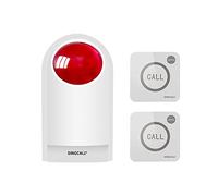 SINGCALL Sistemas de Alarma inalámbricos, Sirena Exterior inalámbrica | Alarma antirrobo con luz estroboscópica roja de Alerta SOS para Tienda/Hogar/Hotel/Joyería, 1 Sirena + 2 Botones remotos