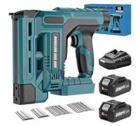 SINGTIP Clavadora Electrica Compatible con Baterías Makita de 18V, Actualización 2 en 1 18GA Pistola de Clavos con 2 Baterías de 4,0Ah y 1000 Clavos/Grapas, 6 Ajustes de Profundidad para Madera