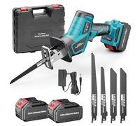SINGTIP Sierra Sable Inalámbrica Compatible con Baterías Makita de 18V, Sierra Sable Bateria Con 2×3.0Ah Batería y 6 Velocidades de Hasta 3500SPM 4 Hojas de Sierra,sierra de sable Para Madera y Metal