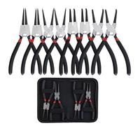 SINJEUN Juego de 8 Alicates para Anillos Elásticos, 180 mm, Rectos y Curvos, Internos y Externos, Acero al Carbono, con 2 Bolsas, Negro