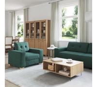 Sinkzol Juego de sofás de lino de 3 piezas, color verde oscuro, para salón, 221 x 80 x 80 cm, 6 asientos, incluye sillón y 2 plazas, diseño moderno, material duradero y versátil