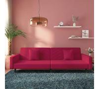 Sinkzol Sofá cama de 2 plazas con 2 cojines de terciopelo rojo vino, 220 x 84,5 cm, función 2 en 1, cómodo sofá reclinable, marco de madera resistente, versátil para sala de estar, habitación de