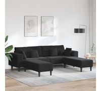 Sinkzol Sofá de 3 piezas, color negro, 250 x 188 x 76 cm, terciopelo, diseño moderno, con cojín de plumas, estructura de madera contrachapada estable, reposabrazos cuadrados, fácil montaje para