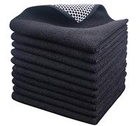 SINLAND Paño de Microfibra para Lavar Platos, Trapos para Lavar Platos, los Mejores paños de Cocina, paños de Limpieza con Lado de poliéster de 12 x 12 Pulgadas, Paquete de 10 Unidades, Color Negro