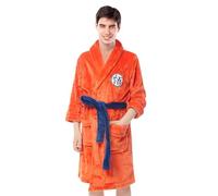 SINSEN Albornoz de Dragon Ball para hombre, anime, Goku, ropa de dormir de franela gruesa, pijama casual suave con cinturón, color naranja, naranja, L