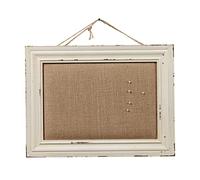 Sintosin Corcho Pared con Marco de Madera Blanco 40 x 30 cm, Tablero de Corcho de Diseño Rústico, Tablon de Anuncios para Oficina Pequeño, tablón de notas de lino deco