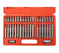 SIO Juego de Puntas 10 mm con Vasos 3/8" y 1/2" 44 Piezas - Kit Profesional Torx, Allen y XZN Multiestrella Cortas y Largas - Estuche Herramientas para Mecánica y Automoción