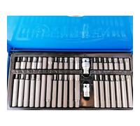 SIO Juego de Puntas 10mm 40 Piezas Allen Torx XZN en Estuche Metálico - Set Profesional Cortas y Largas 30/75mm con Adaptadores 3/8" y 1/2" - Vasos Portapuntas Mecánica Automoción Taller