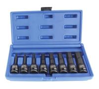 SIO Juego Llaves de Vaso Allen 1/2″ Impacto 8 Piezas H5-H19 - Vasos Hexagonales Largos 75 mm Cr-Mo para Llave de Impacto - Set Profesional Mecánica Automoción y Taller - Kit llaves Allen Taller
