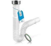 Siphonly® Tubo de Desagüe Flexible - Tubo PVC para Lavabos, Fregaderos de Cocina y Baño - Plomería Útil - Evita Olores y Drena Agua Estancada - Extensible 390-865mm - Diámetro 32mm