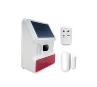 Sirena Solar Inalámbrica de 433 MHz con Sonido y Luz, Alarma Exterior con Control Remoto para Sistema de Alarma de Seguridad para el Hogar PGST GSM.