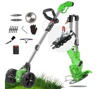 Sisdffaaa Foldable Cordless Stormer, Electric Lawn Mower Battery Stormer with Adjustable Wheels, Telescopic Electric Lawn Mower, Lawn Edger Brush Cutter for Garden (Red,US) (Green EU)