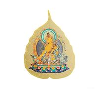 SiSinkal Adorno de hoja Bodhi de cobre con ocho guardianes y dios amarillo de la riqueza para decoración del hogar y espacio de meditación, creación serena, acabado dorado (2 El rey del Tíbet)