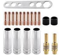 SiSinkal Juego de 19 boquillas de punta de contacto de gas M6 de 0,8 mm para soplete de soldadura MB15AK MIG, consumibles de aleación de cobre, control de flujo de precisión, herramienta de