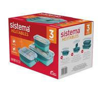 Sistema 100% hermético Heatables recipiente para alimentos apto para microondas con ventilaciones de fácil apertura, apto para lavavajillas, paquete de 3
