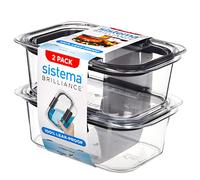 Sistema Brilliance recipientes a prueba de fugas para guardar alimentos | Resistentes a las manchas y a los olores | Sistemas de ventilación del vapor para microondas | 920 ml | Sin BPA | 2 unidades