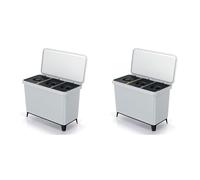 Sistema clasificador de reciclaje 3x10L color blanco KEDEN (Paquete de 2)