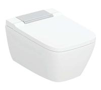 Sistema completo de WC Geberit AquaClean Sela Square, WC suspendido, 146.250.21.1, Color: WC cerámico: blanco / KeraTect, tapa de diseño: cromada de alto brillo