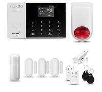 Sistema de Alarma inalámbrico con Sirena Exterior WiFi + gsm | Kit de Alarma con 1 Sensor de Movimiento y 3 alarmas de Puerta/Ventana | Idioma Español | HUXGO® HXA005