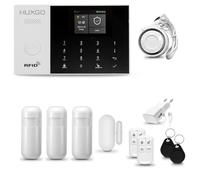 Sistema de Alarma para casa WiFi + gsm 4G con Sirena | Alarma hogar Kit con 3 sensores PIR de Movimiento y 1 Sensor de Puerta/Ventana | Control Desde el teléfono | HUXGO® HXA005