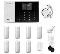 Sistema de Alarma para casa WiFi + gsm con Sirena | Alarma hogar Kit con 7 sensores PIR de Movimiento y 1 Sensor de Puerta/Ventana | Control Desde el teléfono | HUXGO® HXA005