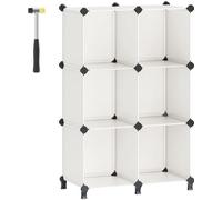 Sistema de almacenamiento modular y apilable Unyqoos® – 6 cubos, color crema, fabricados con plástico PP resistente y reforzado con metal, ideal para ropa, zapatos y libros