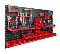 Sistema de almacenamiento para taller, 156 x 78 cm, 24 unidades, estantería de pared con soportes para herramientas y cajas apilables, placas de pared extrafuertes, estantería para herramientas