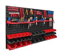 Sistema de almacenamiento para taller, 156 x 78 cm, 40 unidades, estantería de pared con soportes para herramientas y cajas apilables, placas de pared extrafuertes, estantería para herramientas