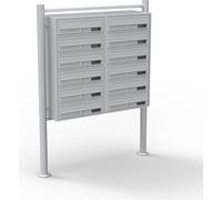 Sistema de buzones Wiltec, color plateado, 945 x 270 x 1500 mm, buzones de pie con 2 compartimentos de 6 unidades cada uno, con cerradura y placa para nombres. Buzón de pared/poste