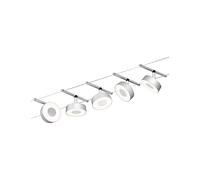 Sistema de cable LED Paulmann Corduo Circle 5x5 W, cromo mate | Juego completo para montaje en pared y techo, 5x180 lm, 3000 K, ideal para espacios amplios