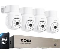 Sistema de cámaras de seguridad, con función de rotación de 360 grados, resolución de 5 megapíxeles, y un conjunto de 5 cámaras de 5 megapíxeles y resolución 4K, con un disco duro de 500 GB
