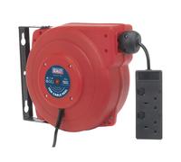 Sistema De Carrete De Cable Retráctil Sealey 15M 2 X 230V Enchufe CRM15