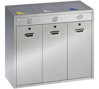 Sistema de clasificación de reciclaje, acero inoxidable VAR, 3 x 48 l de capacidad